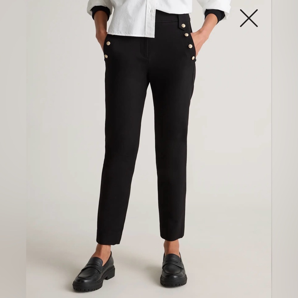 👖✨ Quince Ultra-Stretch Ponte Mariner Pants XS Black Straight Leg ✨👖